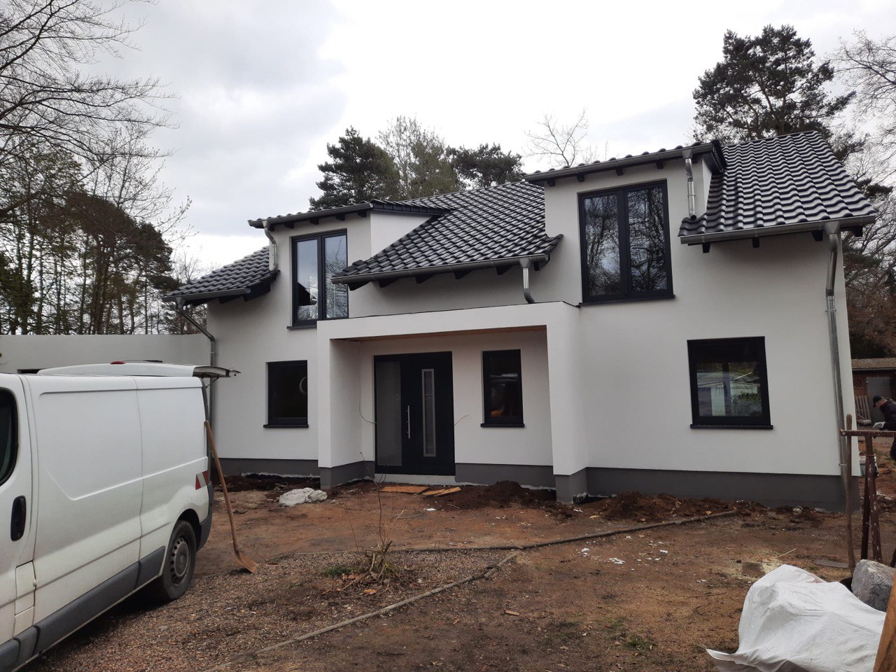 Classic gable roof house in wood